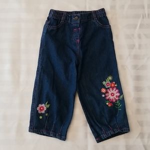 Baby Girl Jeans with Flower Embroidery Sz 12-18 mo